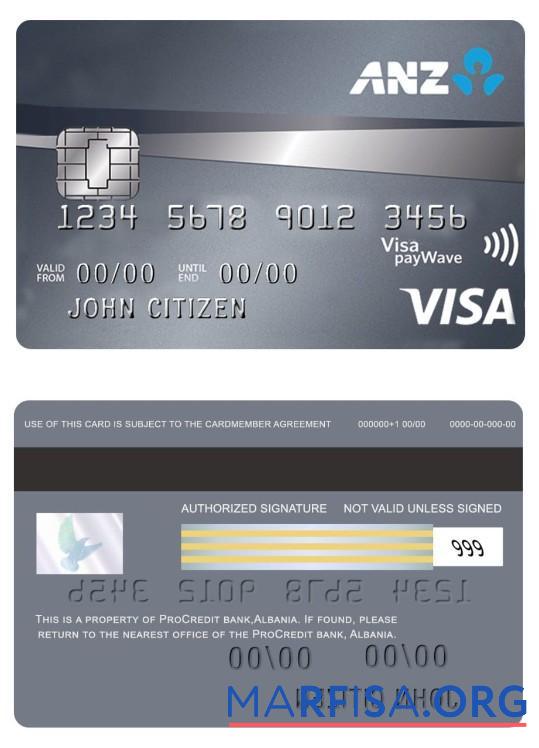 Blank Australia ANZ Platinum credit visa card real example